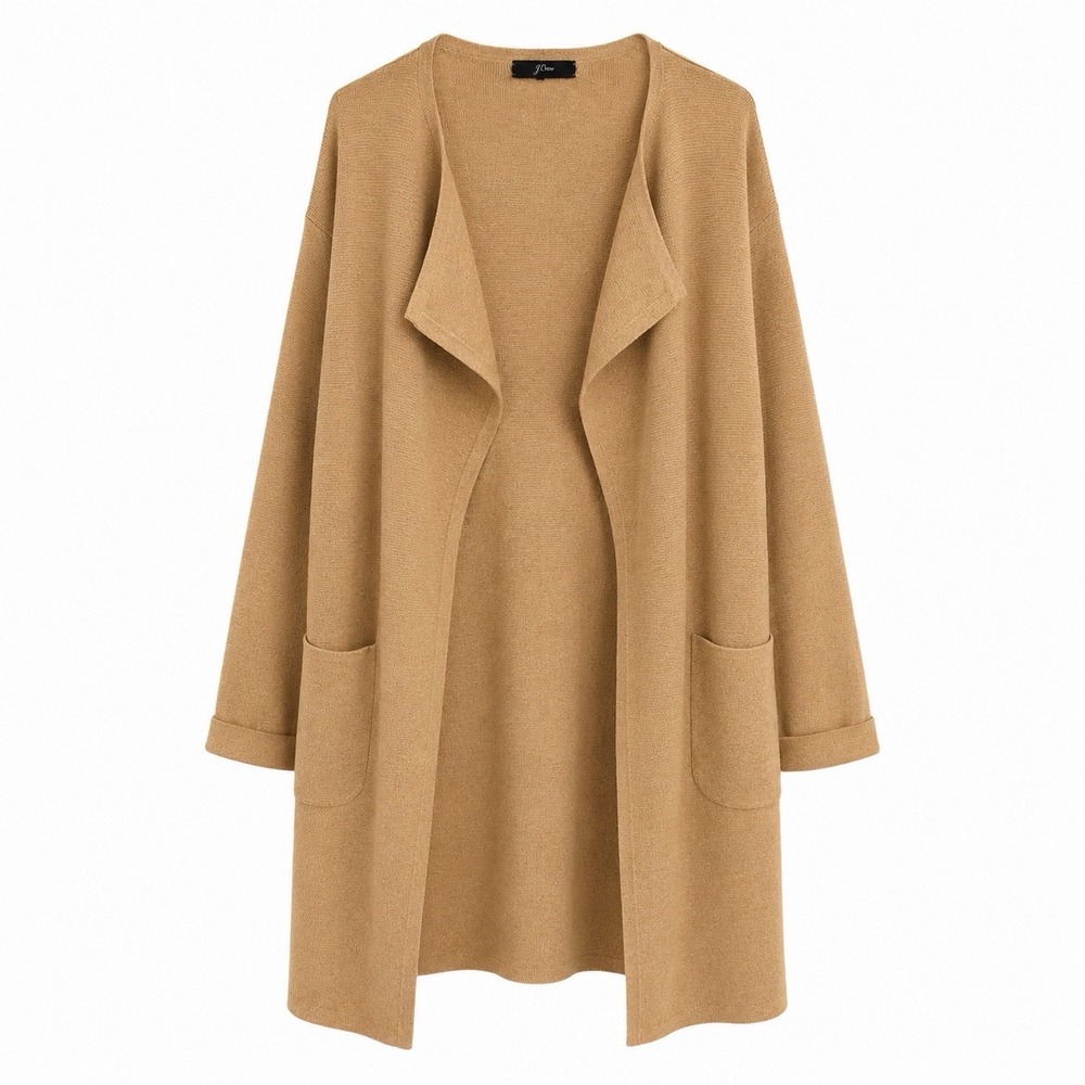 J Crew Heavy Merino Wool Blend Duster Jacket Women's L Pockets Cottage Core